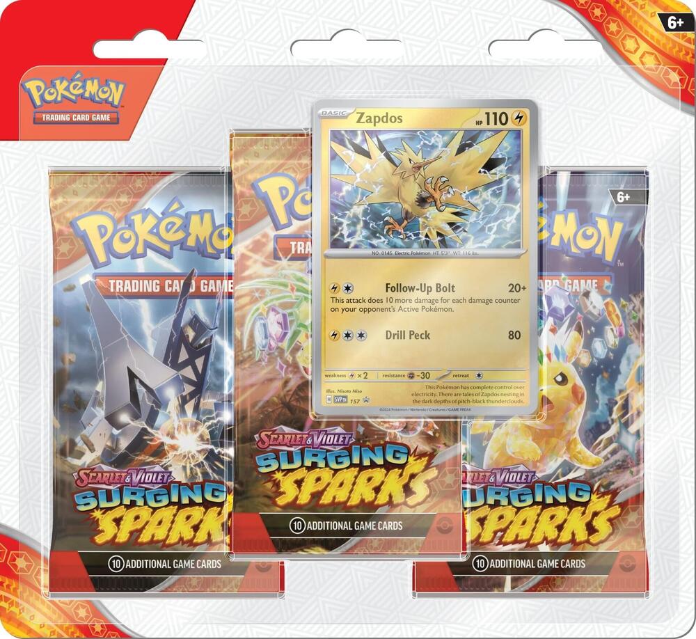 Pokemon Scarlet & Violet-Surging Sparks Three Pack (Zapdos)